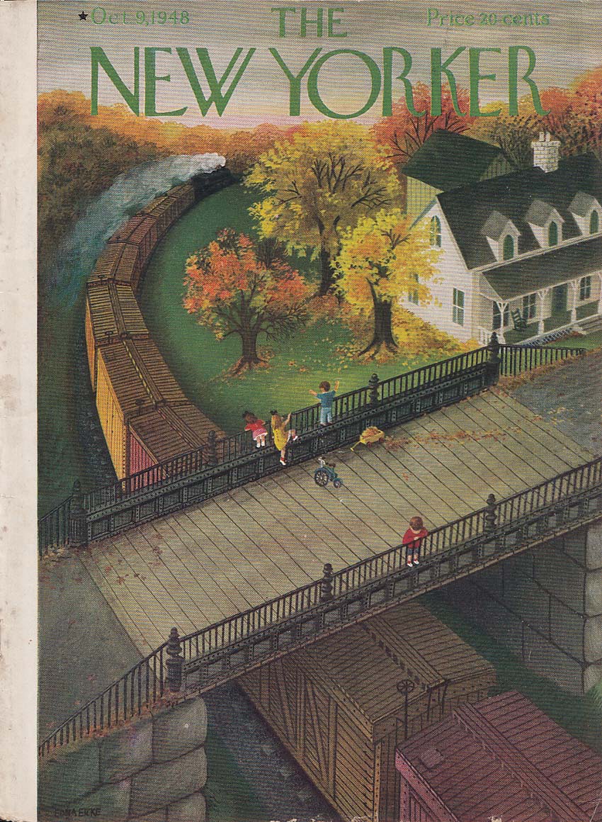 Image for New Yorker cover Eicke kids train autumn 10/9 1948