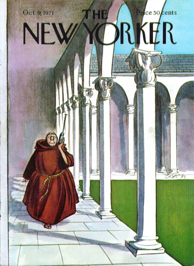 Image for New Yorker cover Saxon monk with radio 10/9 1971