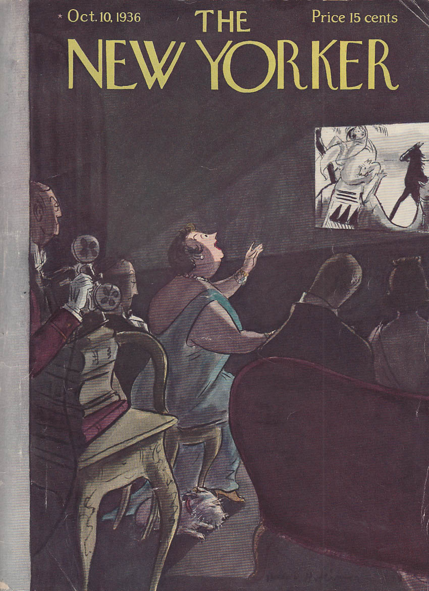 Image for New Yorker cover Hokinson actress excitedly watching film 10/10 1936