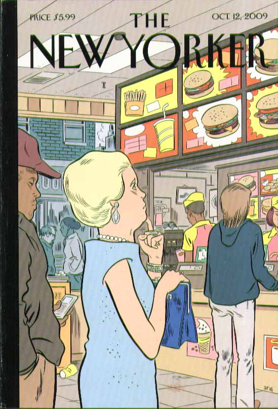 Image for New Yorker cover DC Park Avenue woman at Burger Counter 10/12 2009