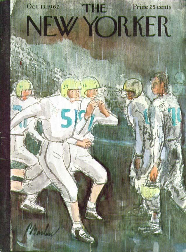 Image for New Yorker cover Barlow football in the rain 10/13 1962