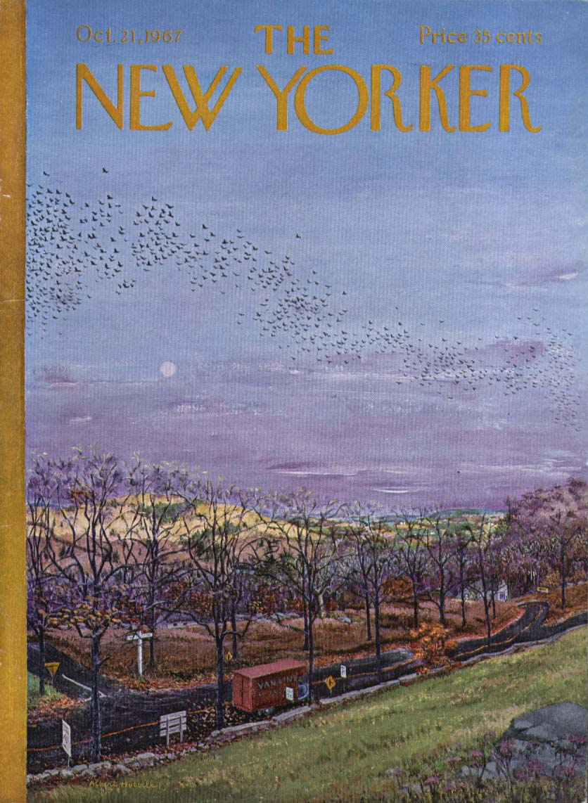 Image for New Yorker cover Hubbell birds at sunset 10/21 1967