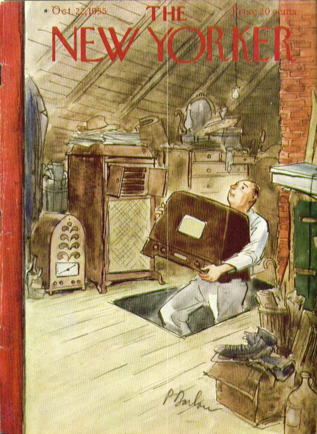 Image for New Yorker cover Barlow radios in attic 10/22 1955