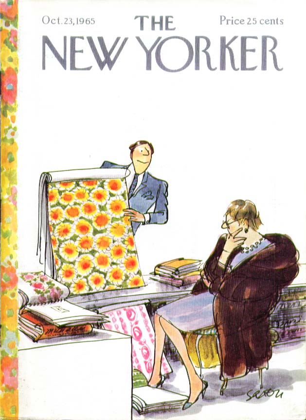 Image for New Yorker cover Saxon fabric samples lady 10/23 1965