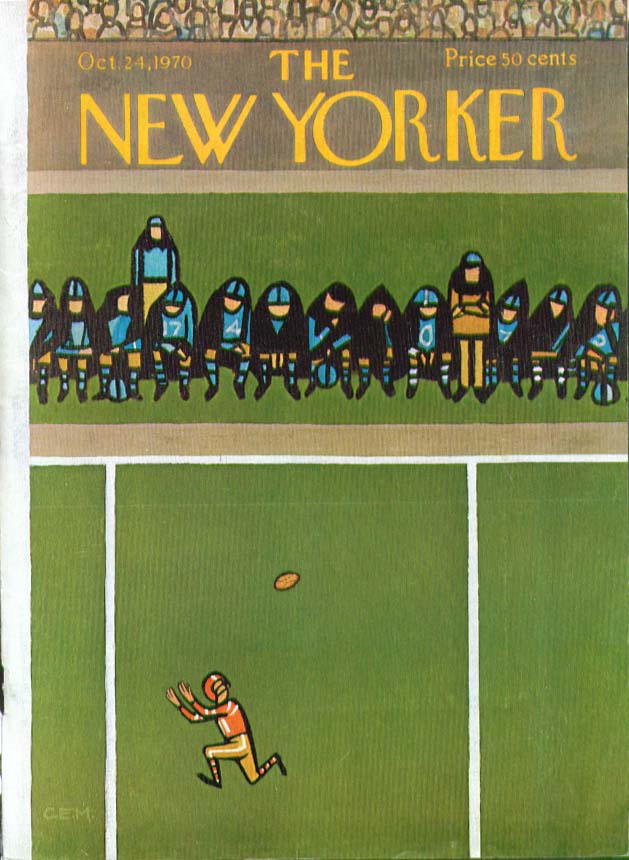 Image for New Yorker cover Martin football catch 10/24 1970