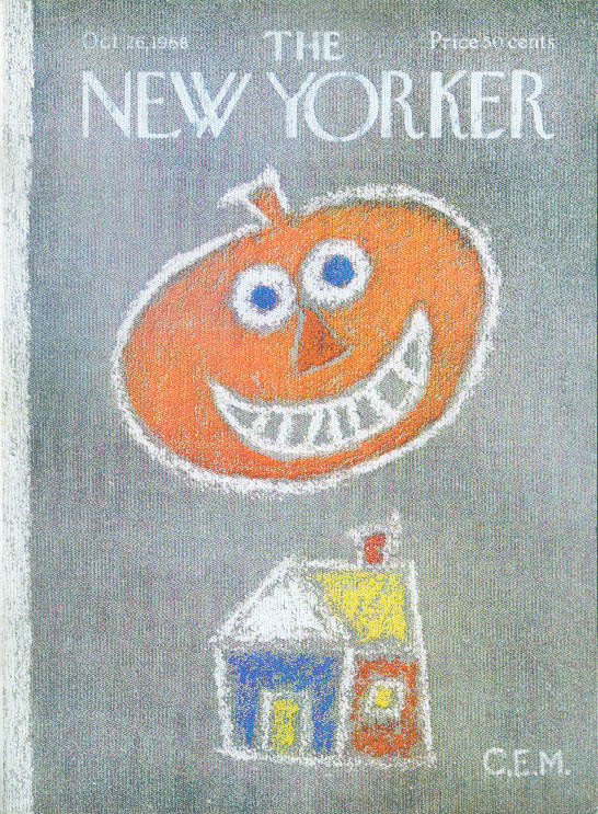 Image for New Yorker cover Martin Halloween pumpkin 10/26 1968