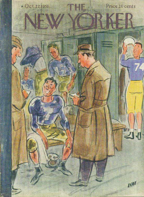 Image for New Yorker cover Dove football locker room 10/27 1951