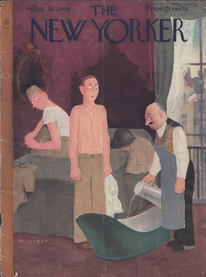 Image for New Yorker cover Cotton GI & French bathtub 10/28 1944