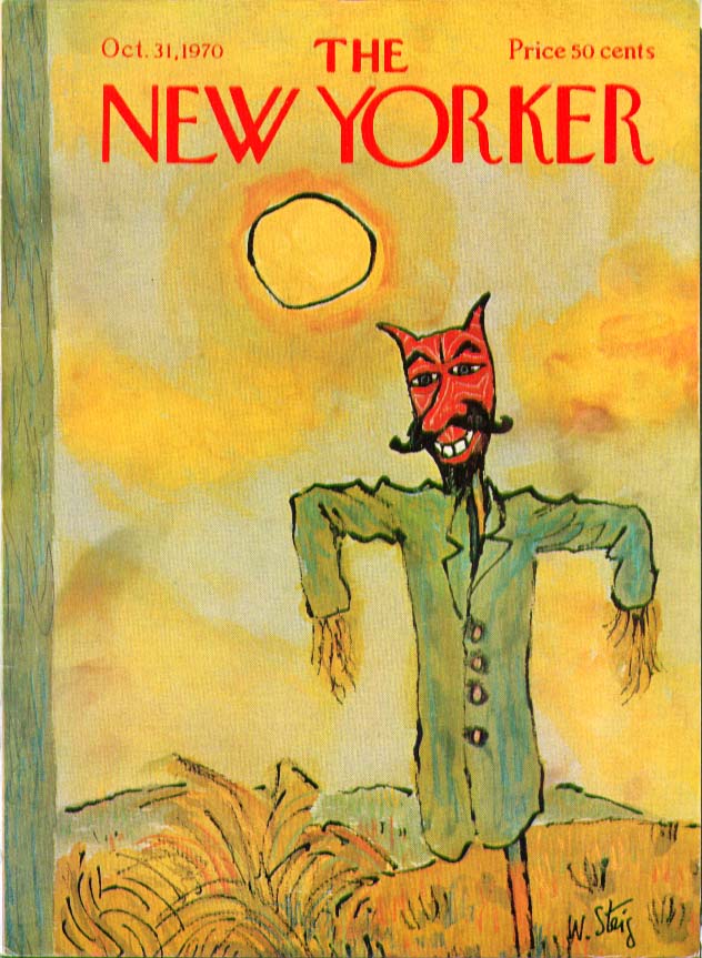 Image for New Yorker cover Steig Halloween scarecrow 10/31 1970