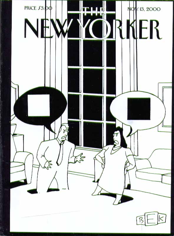 Image for New Yorker cover Bruce Eric Kaplan couple argue black white black 11/13 2000