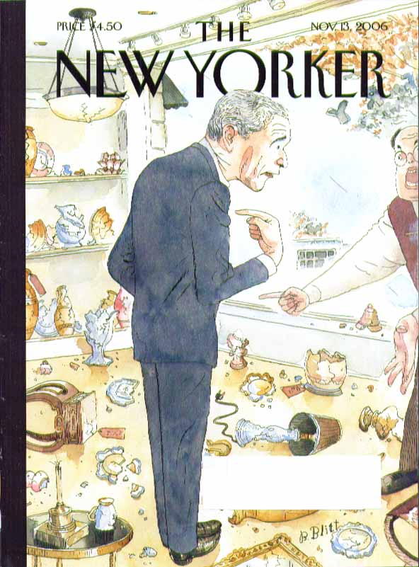 Image for New Yorker cover Barry Blitt George Bush breaks all in China Shop 11/13 2006