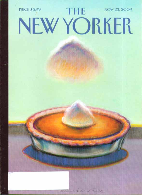 Image for New Yorker cover cloud formation over Thanksgiving pumpkin pie 11/23 2009