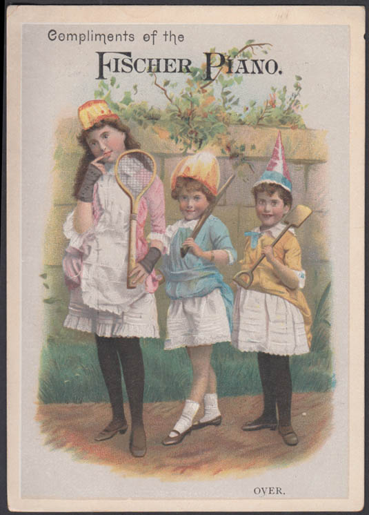 Image for World's Renowned Fischer Piano trade card 1889 Wm Wander & Son Hartford CT