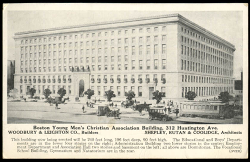 Image for Boston YMCA New Home card 1912 Shepley Rutan & Coolidge Architects