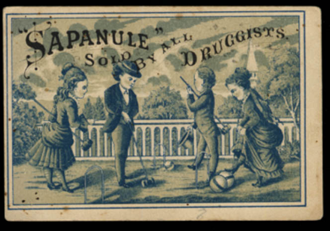 Image for Sapanule Cure-all trade card ASPCA Pres Henry Bergh 1880s croquet game