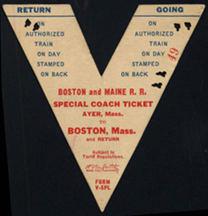 Image for Boston & Maine RR Special Coach Ticket Ayer-Boston 8/26 1941