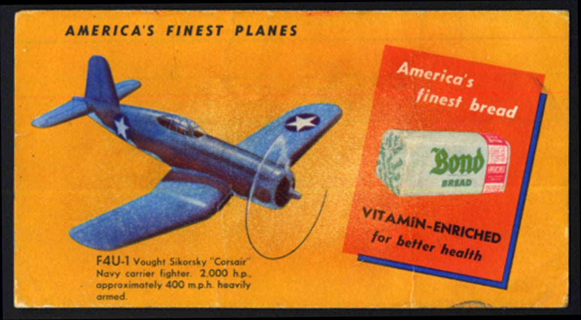 Image for Bond Bread America's Finest Planes blotter F4U-1 Vought Sikorsky Corsair