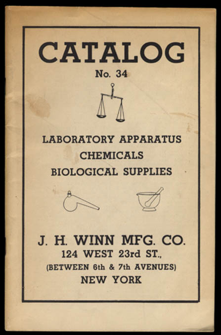 Image for J H Winn Mfg Labatory Apparatus Chemicals Biological Supplies Catalog 1934