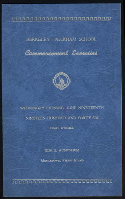 Image for Berkeley-Peckham School Commencement Program Middletown RI 1946