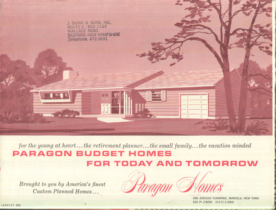 Image for Paragon Budget Homes for Today & Tomorrow sales folder ca 1950s