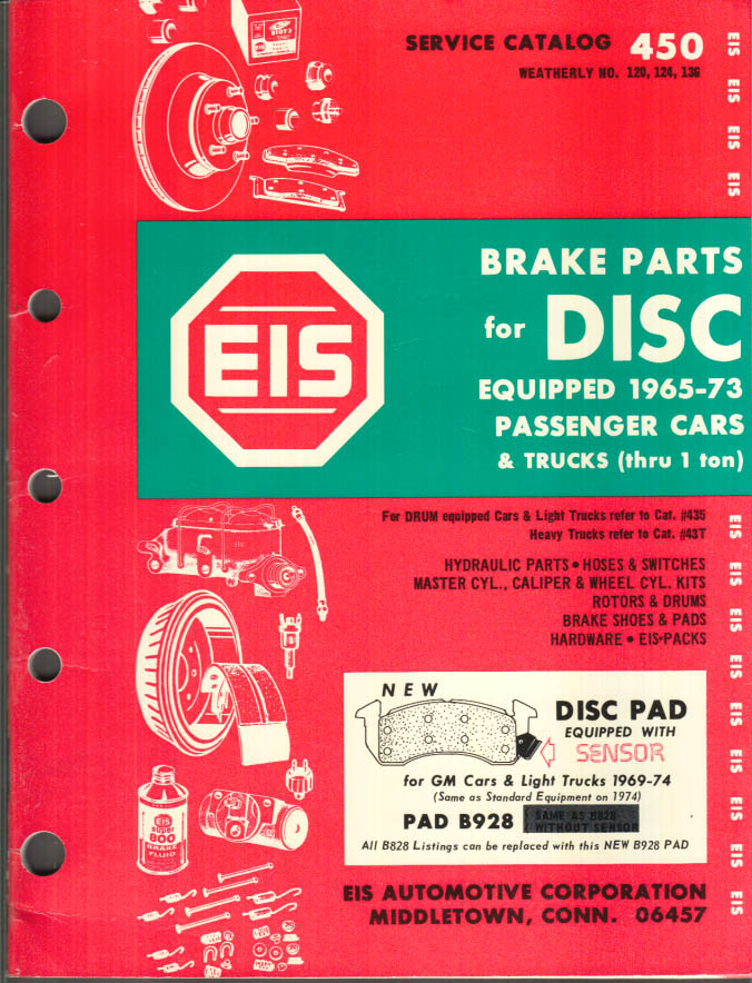 Image for EIS Disc Brake Parts Catalog Cars & Trucks 1965-1973 Middletown CT