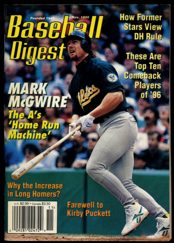 Image for BASEBALL DIGEST 11 1996 Mark McGwire Kirby Puckett Andy Pettitte Brady Anderson