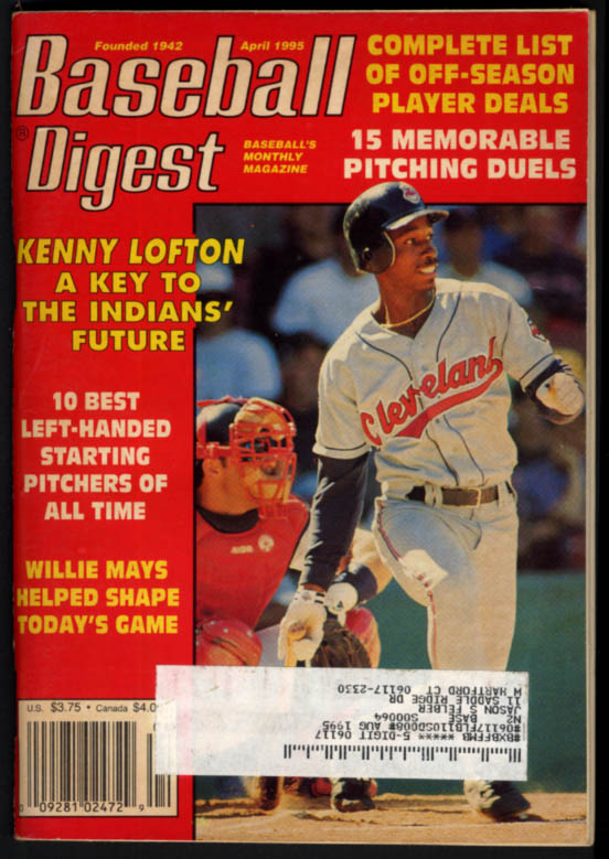 Image for BASEBALL DIGEST 4 1995 Kenny Lofton Willie Mays Andy Benes Mike Schmidt +
