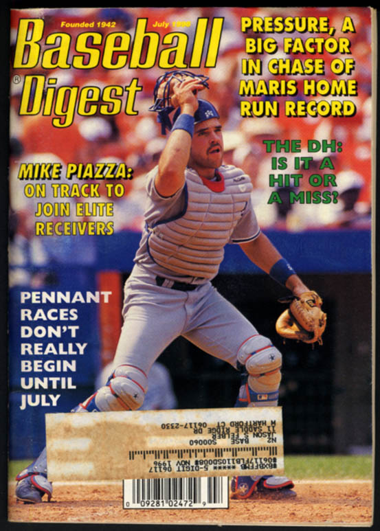 Image for BASEBALL DIGEST 7 1996 Mike Piazza Ozzie Guillen Eckersley Wynegar Nuxhall