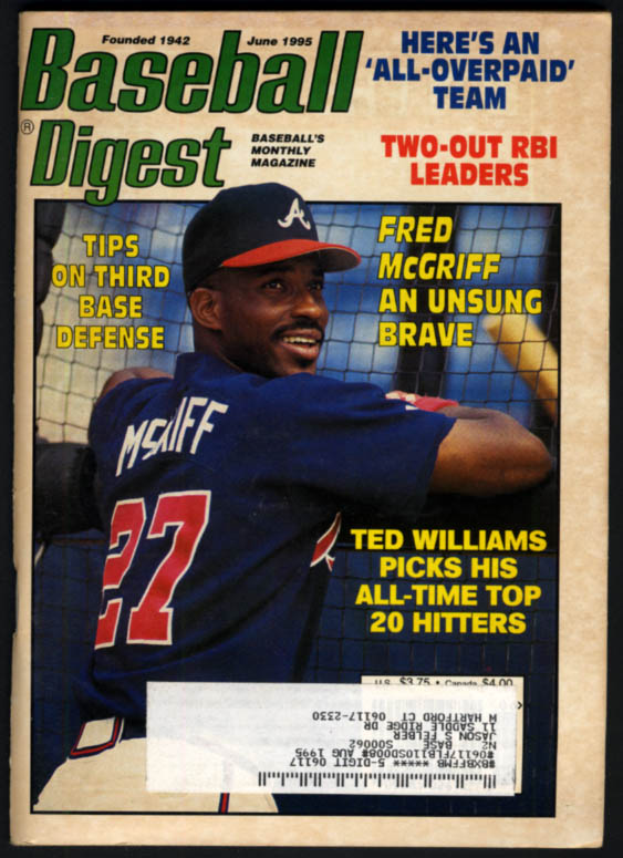 Image for BASEBALL DIGEST 6 1995 Fred McGriff Brooks Robinson Ted Williams Karkovice