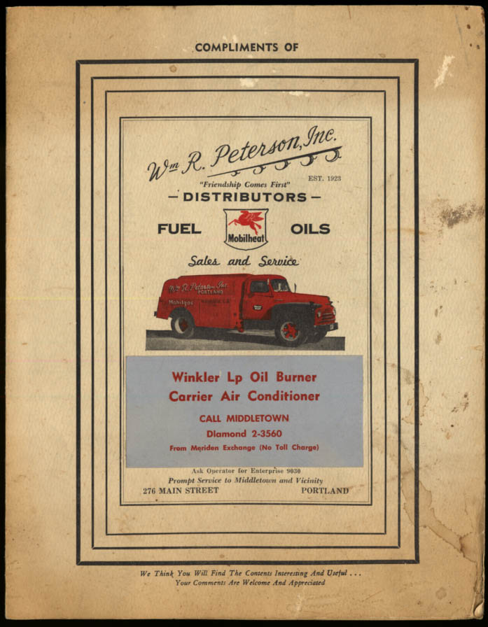 Image for Wm R Peterson Fuel Oil Mobil Portland CT complimentary household hints 1950s