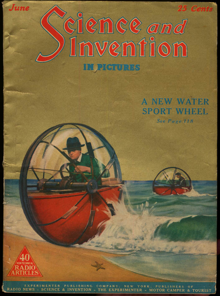 Image for SCIENCE & INVENTION 6 1925 Sport Water Wheel; Aviation Rocket Ferry ++