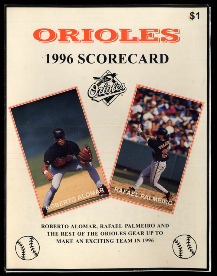 Image for Baltimore Orioles Florida Marlins Spring Training Game Scorecard 3/24 1996