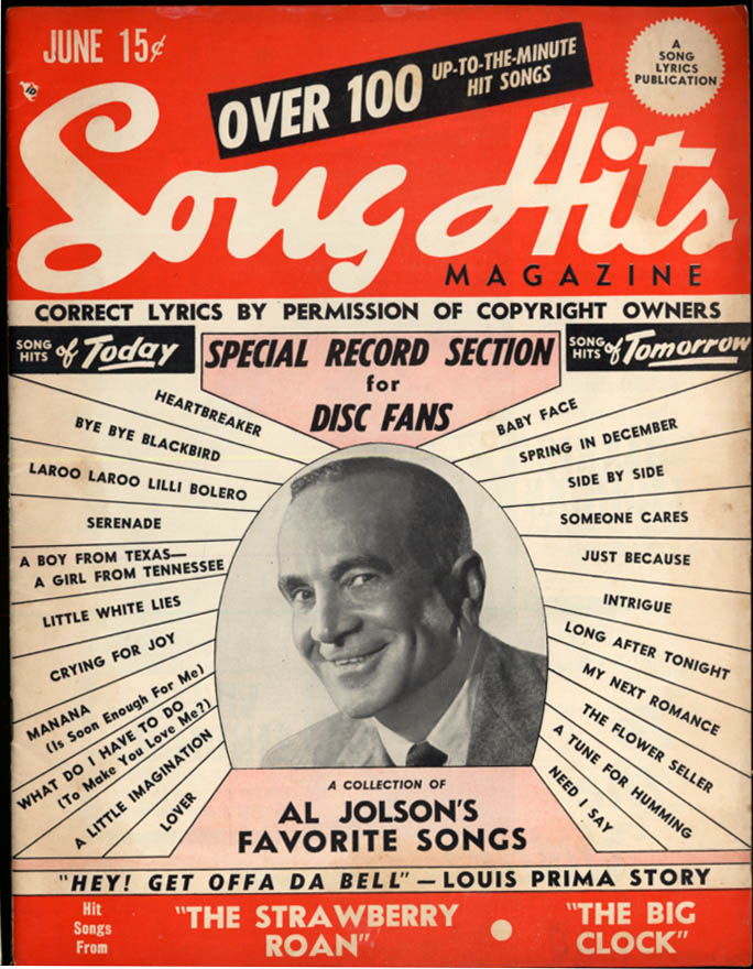 Image for SONG HITS 6 1948 Al Jolson Gene Autry Strawberry Roan; The Big Clock