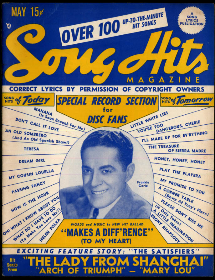 Image for SONG HITS 5 1948 Frankie Carle Lady from Shanghai Arch of Triumph Mary Lou +