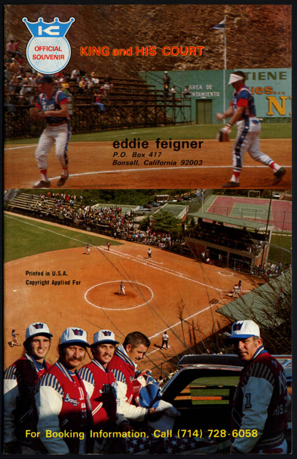Image for Eddie Feigner The King & His Court Softball Team Souvenir Program 1974