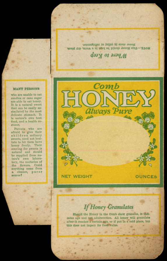 Image for Comb Honey Always Pure unused carton ca 1920s