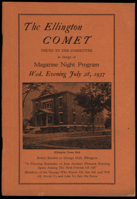 Image for The ELLINGTON COMET Magazine Night Program 7/28 1937 Rockville CT