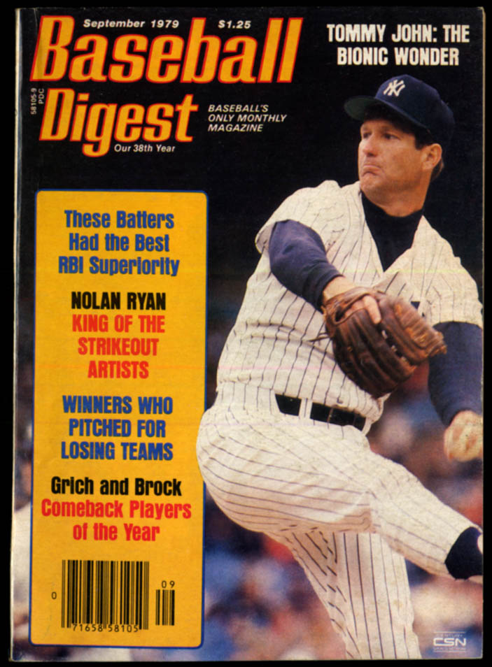Image for BASEBALL DIGEST 9 1970 Tommy John Boddy Grich Lou Brock Nolan Ryan
