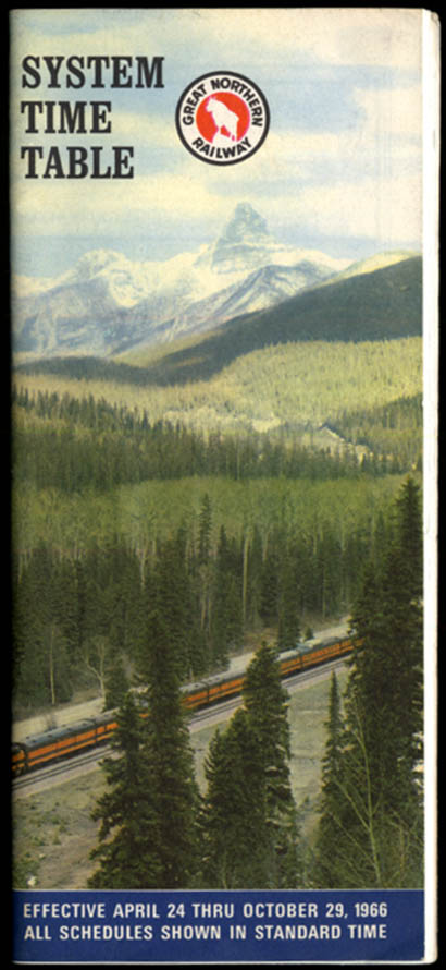 Image for Great Nothern Railway System Timetable 4/24-10/29 1966