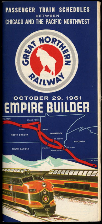 Image for Great Nothern Railway System Timetable 10/29 1961