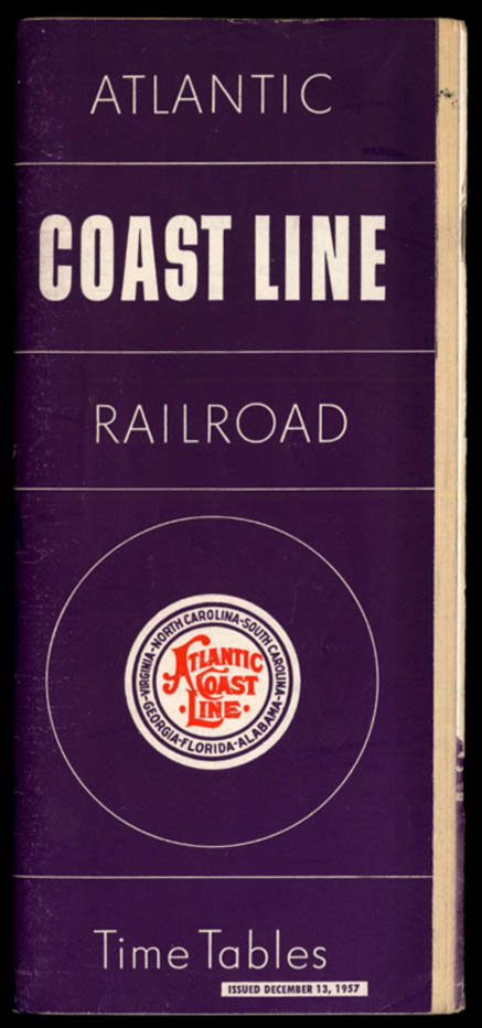 Image for Atlantic Coast Line Railroad Timetables 12/13 1957
