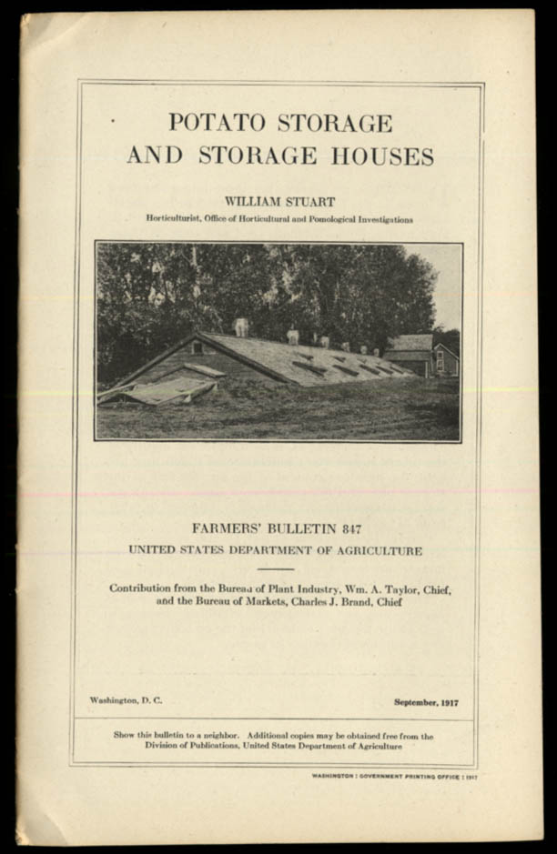 Image for USDA Bulletin #847 1917: Potato Storage & Storage Houses