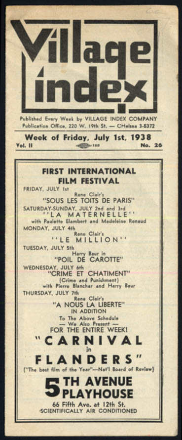 Image for The Greenwich VILLAGE INDEX entertainment guide 7/1 1938