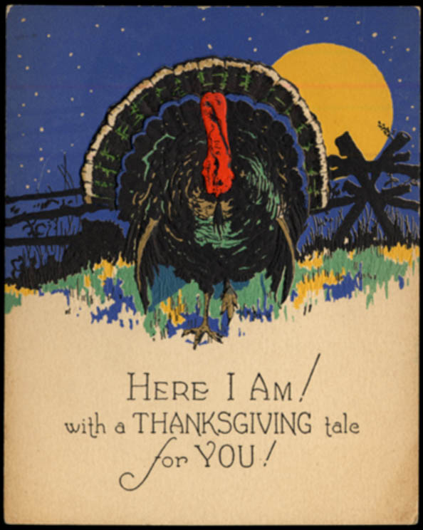 Image for Here I Am! animated Thanksgiving Turkey card ca 1920s