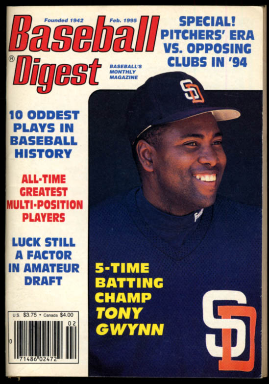 Image for BASEBALL DIGEST 2 1995 Tony Gwynn Mickey Mantle Gil Hodges Greg Maddux