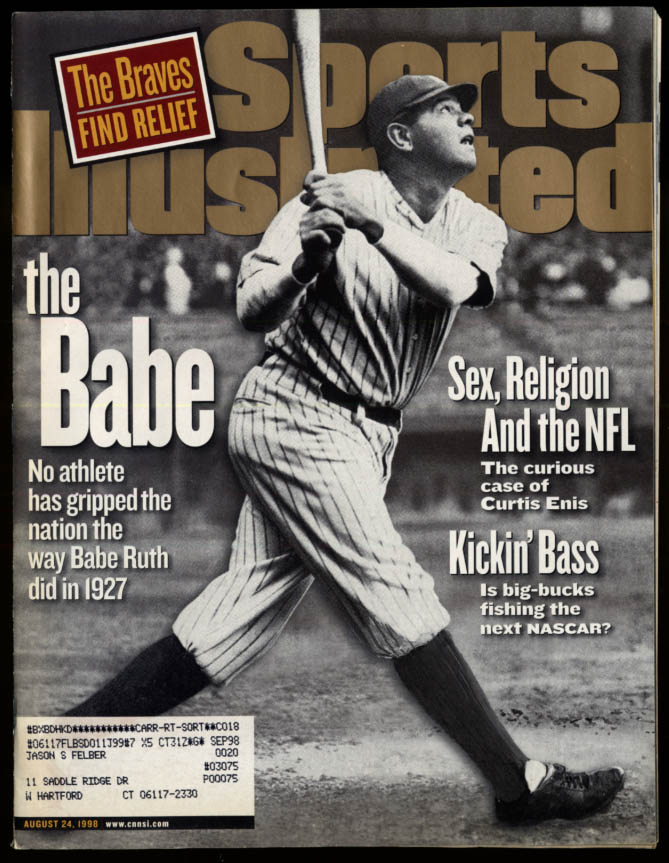 Image for SPORTS ILLUSTRATED 8/24 1998 Babe Ruth 1927 Curtis Enis Pro Bass Fishing Braves