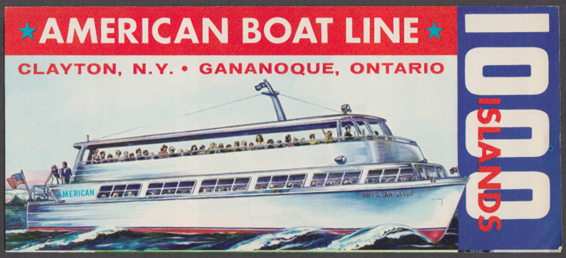 Image for American Boat Line 1000 Islands Cruise Clayton NY Gananoque ON schedule 1950s
