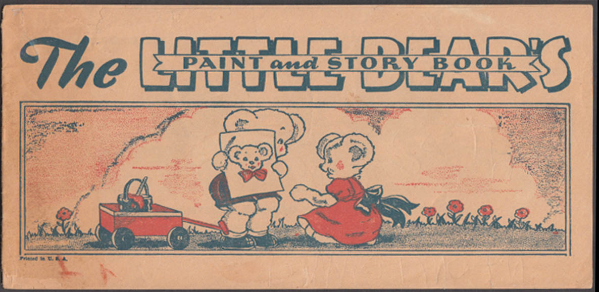 Image for The Little Bears Paint & Story Book newsprint booklet ca 1940s