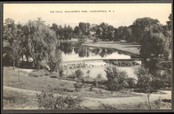 Image for The Falls Wallworth Park Haddonfield NJ postcard 1950s