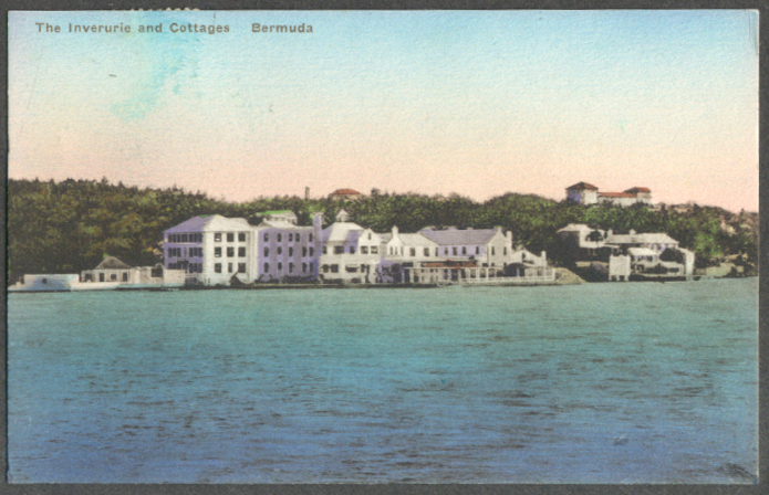 Image for The Inverurie & Cottages from waterside Bermuda postcard 1938